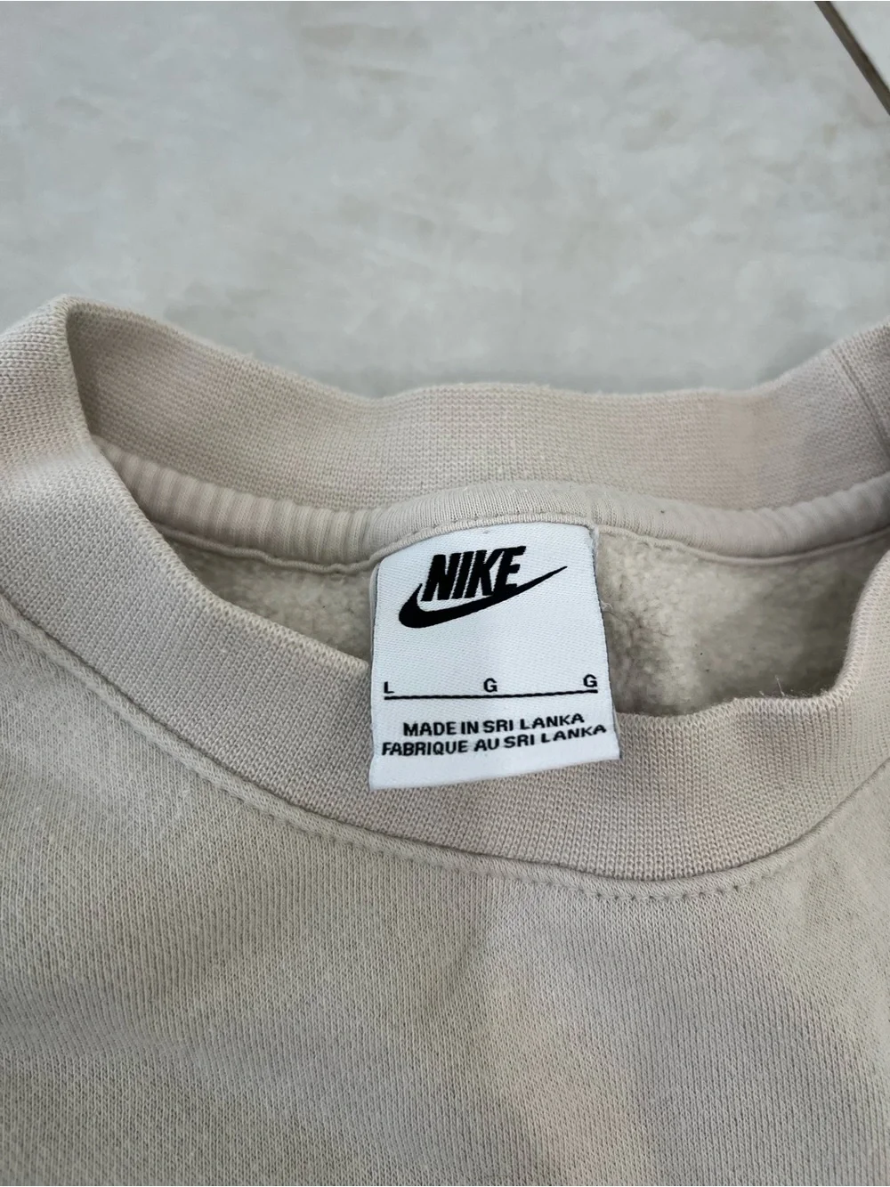 Nike Bone White Sportswear Club Fleece Crewneck Sweatshirt Size Large
